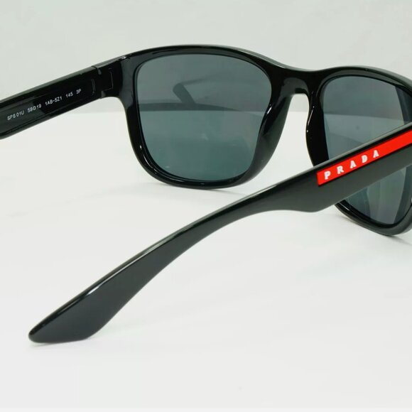Prada Polarised Black Sunglasses Square Stripe 59mm - Picture 4 of 4